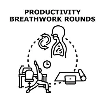 Productivity breathwork rounds for office worker wellbeing イラスト素材