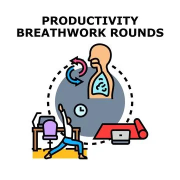 Productivity breathwork rounds for office worker wellbeing Stock Illustration