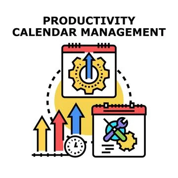 Productivity calendar management concept developing strategy 库存插图