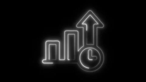 Productivity Chart Outline Icon in HD Video Neon Animation Stock Footage 304552830