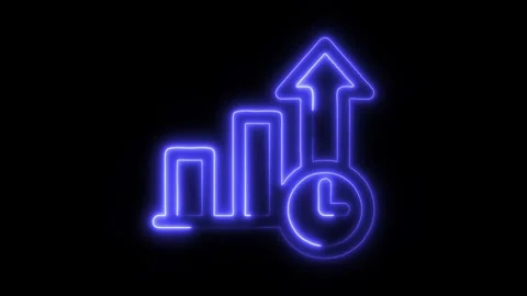Productivity Chart Outline Icon in HD Video Neon Animation 库存影片 304552834