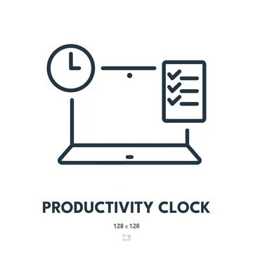 Productivity Clock Icon. Efficiency, Time, Performance. Editable Stroke. Si.. Stock Illustration