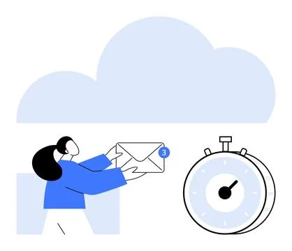 Productivity, cloud storage, email management, time management, digital commu イラスト素材