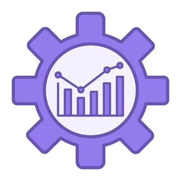 Productivity Color Icon. Vector Icon of Gear and Growth Chart. Project mana.. Stock Illustration