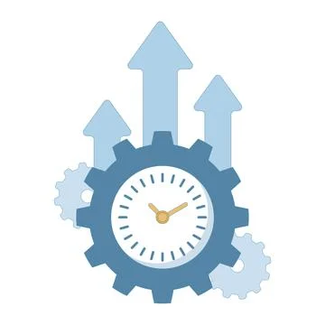 Productivity Concept. Clock with Arrows. Solutions to business problems. イラスト素材