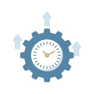 Productivity Concept. Clock with Arrows. Solutions to business problems. 스톡 일러스트
