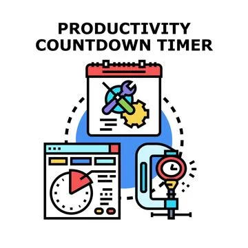 Productivity countdown timer concept illustration Stock Illustration
