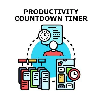 Productivity countdown timer concept for time management Stock Illustration