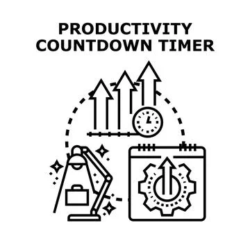 Productivity countdown timer managing workload and success Stock Illustration