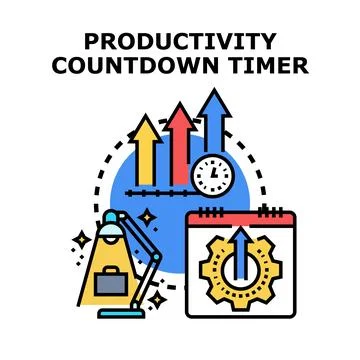 Productivity countdown timer managing workload and success Stock Illustration