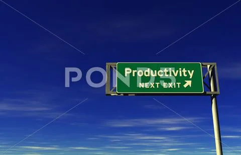 Productivity Freeway Exit Sign Stock Illustration