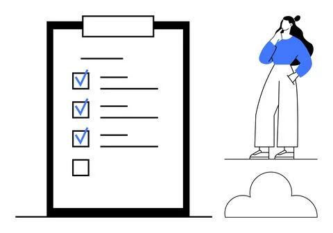 Productivity, goal setting, decision making, organization, task planning, min Stockillustratie