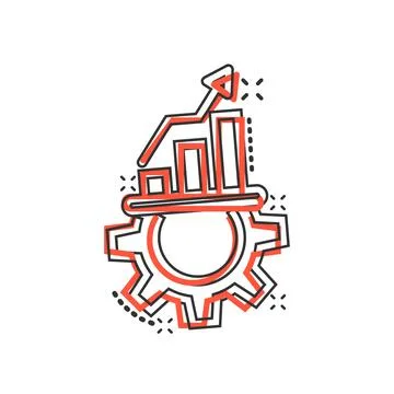 Productivity icon in comic style. Process strategy cartoon vector illustratio Stock Illustration