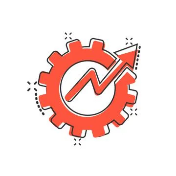 Productivity icon in comic style. Process strategy cartoon vector illustratio 스톡 일러스트