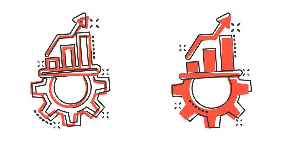 Productivity icon in comic style. Process strategy cartoon vector illustratio Stock Illustration