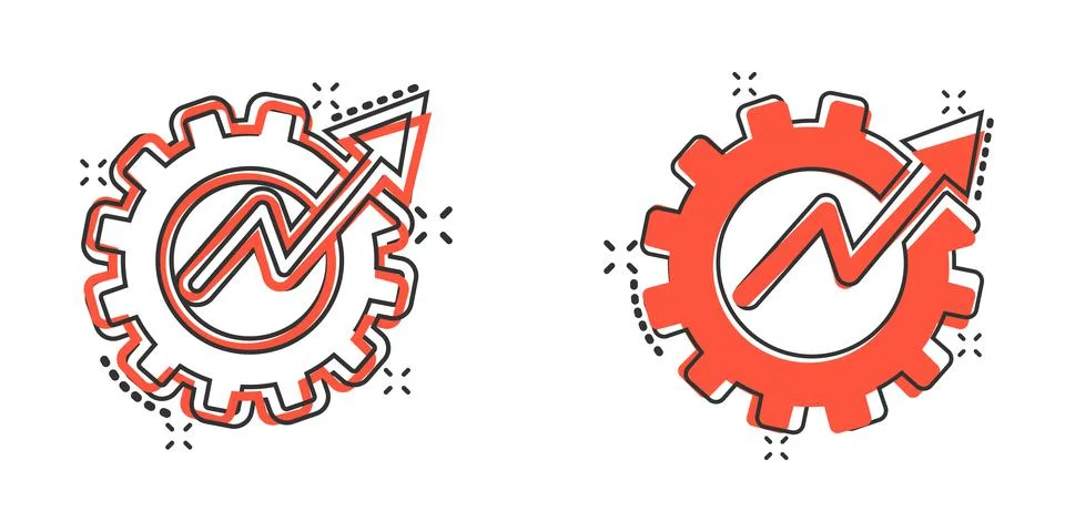 Productivity icon in comic style. Process strategy cartoon vector illustratio イラスト素材