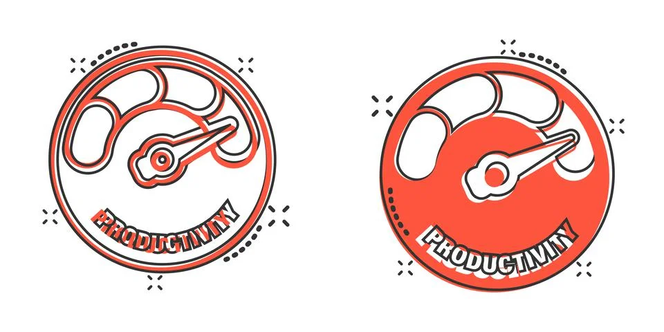 Productivity icon in comic style. Process strategy cartoon vector illustratio Stock Illustration