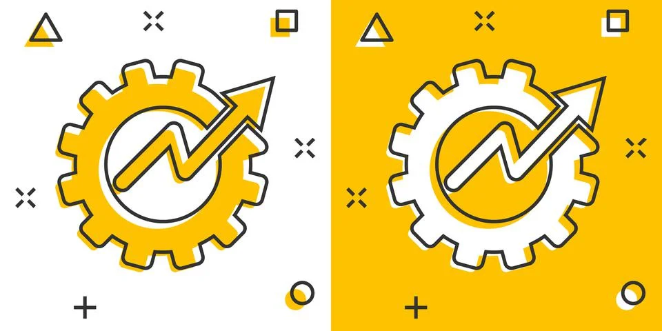 Productivity icon in comic style. Process strategy cartoon vector illustratio Stock Illustration