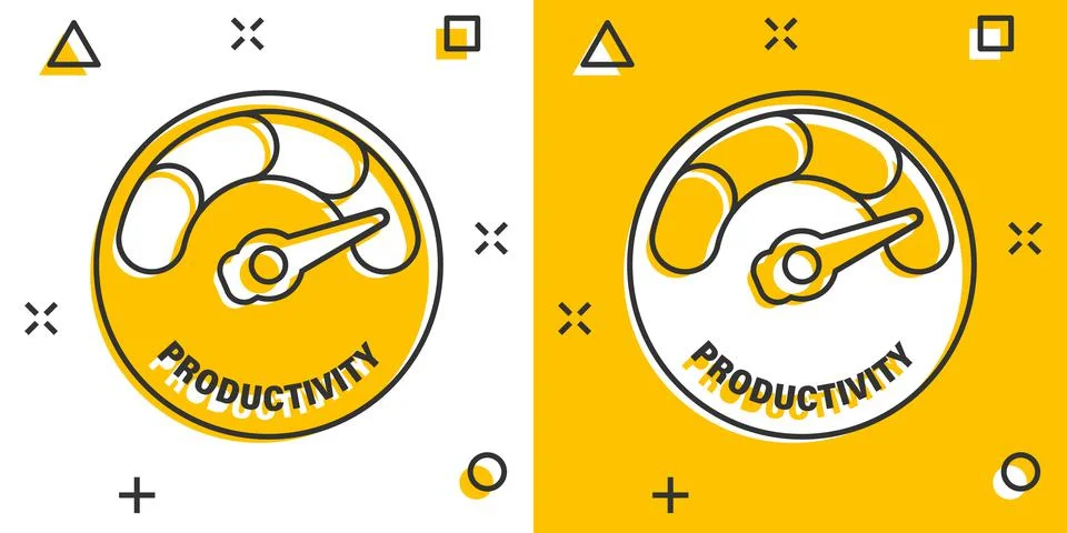 Productivity icon in comic style. Process strategy cartoon vector illustratio 스톡 일러스트