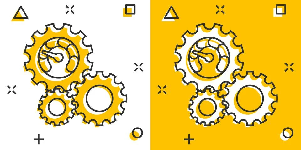 Productivity icon in comic style. Process strategy cartoon vector illustratio 스톡 일러스트