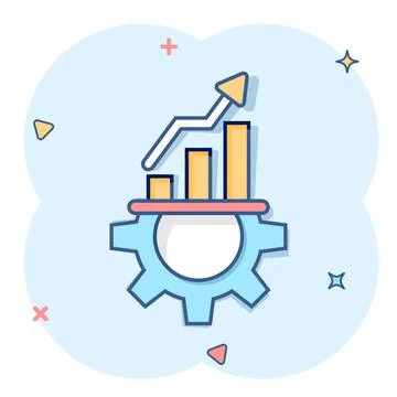 Productivity icon in comic style. Process strategy cartoon vector illustrat.. 스톡 일러스트