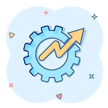 Productivity icon in comic style. Process strategy cartoon vector illustrat.. Ilustración de archivo