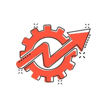 Productivity icon in comic style. Process strategy cartoon vector illustrat.. 스톡 일러스트