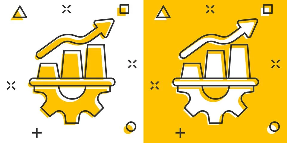 Productivity icon in comic style. Process strategy cartoon vector illustrat.. 스톡 일러스트