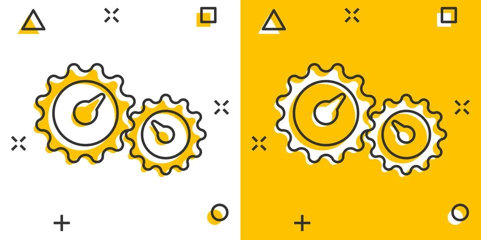 Productivity icon in comic style. Process strategy cartoon vector illustrat.. Stock Illustration