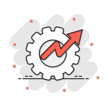 Productivity icon in comic style. Process strategy cartoon vector illustrat.. 스톡 일러스트