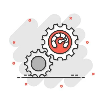 Productivity icon in comic style. Process strategy cartoon vector illustrat.. Illustrazione stock