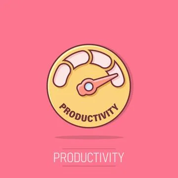 Productivity icon in comic style. Process strategy cartoon vector illustrat.. Illustrazione stock