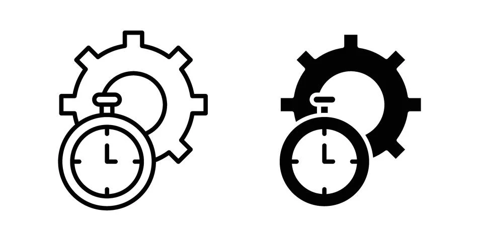 Productivity icon linear versions pack on white background Stock Illustration