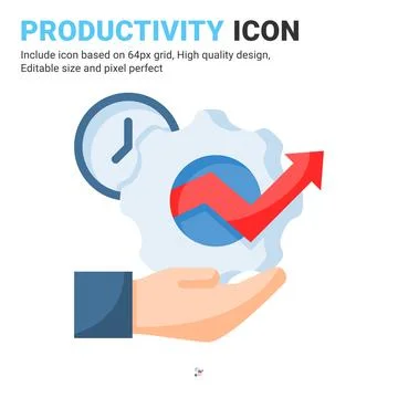 Productivity icon vector with flat color style isolated on white background Stock Illustration