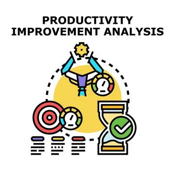 Productivity improvement analysis increasing business efficiency performance Stock Illustration