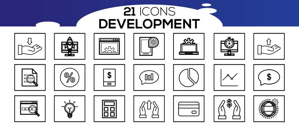 Productivity Improvement creative Icons thin vector set. Stock Illustration