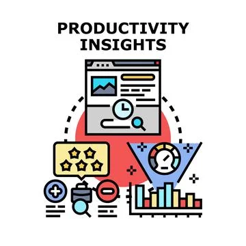 Productivity insights concept comparing performance and data analyzing Stock Illustration