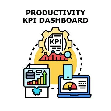 Productivity kpi dashboard data analytics concept Stock Illustration