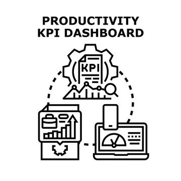 Productivity kpi dashboard data analytics concept Stock Illustration