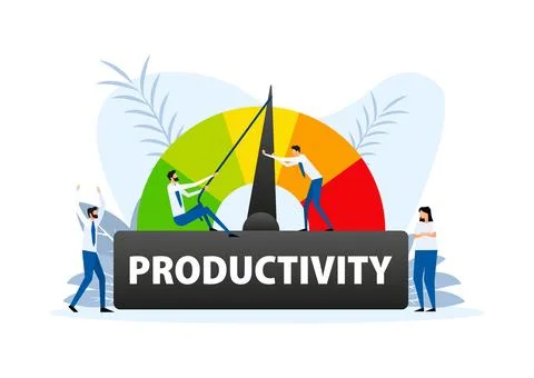Productivity level meter. Productivity speedometer. Average risk meter. 库存插图