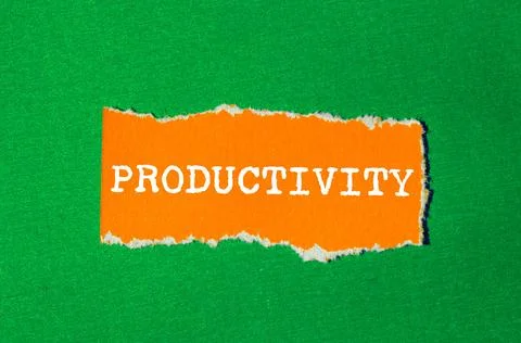 Productivity message written on ripped torn paper background. Conceptual Pr.. Foto stock