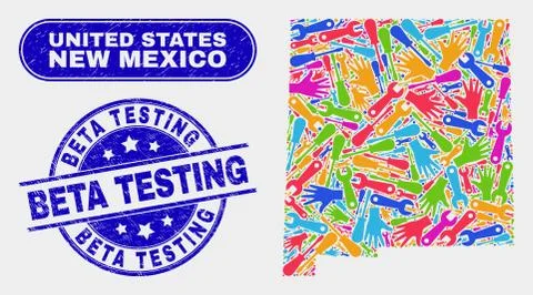Productivity New Mexico State Map and Grunge Beta Testing Watermarks Stock Illustration