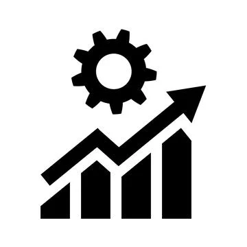 Productivity performance icon. Chart, gear symbol Illustrazione stock