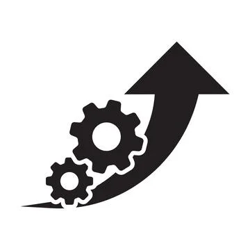 Productivity performance icon vector up arrow and gear symbol improvement eff Stock Illustration