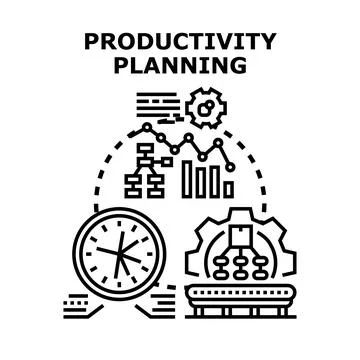 Productivity planning optimization managing business project tasks Stock Illustration