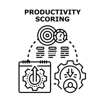 Productivity scoring process measuring business performance and goals Stock Illustration