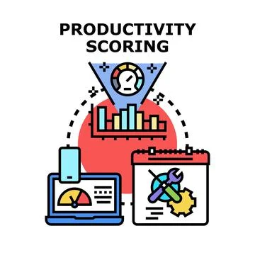 Productivity scoring system measuring work efficiency and progress イラスト素材