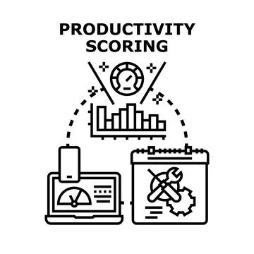 Productivity scoring system measuring work efficiency and progress Stock Illustration