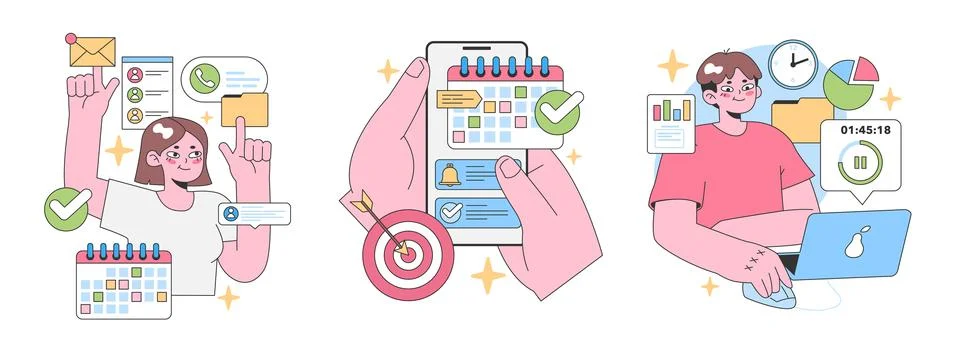 Productivity set. Flat vector illustration. イラスト素材