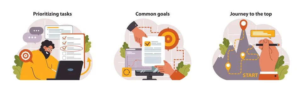 Productivity set. Flat vector illustration Ilustración de archivo